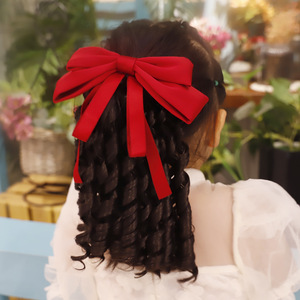 Perruque <span class=keywords><strong>de</strong></span> princesse pour enfants avec nœud, <span class=keywords><strong>postiche</strong></span> <span class=keywords><strong>queue</strong></span> <span class=keywords><strong>de</strong></span> <span class=keywords><strong>cheval</strong></span> à ondulations souples, en fibre haute température, accessoires capillaires - Product Image 3