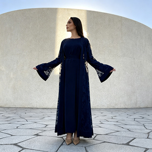 ชุดอาบายะผ้าลูกไม้โพลีเอสเตอร์พรีเมียมสำหรับสตรีมุสลิม ชุดราตรีเรียบหรู สง่างาม รับสั่งทำขายส่ง - Product Image 1