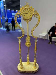 Jam Lantai Vintage Mewah Emas Jam Kakek Elegan dengan Gaya Antik Bahan Kaca Kristal untuk Penggunaan di Rumah atau Hotel - Product Image 2