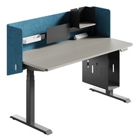 Bureau réglable en hauteur à trois niveaux avec support pour tour d'ordinateur suspendu, disponible en plusieurs couleurs, adapté aux bureaux.