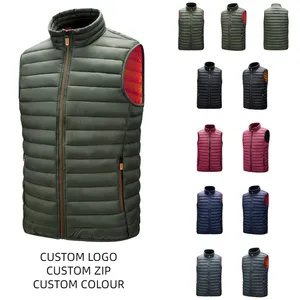 Custom Men Down Vest Puffer produttore di Gilet in poliestere riciclato piumino lucido giacca equestre Blank Puffer Utility Vest