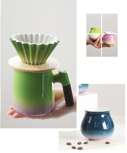 ชุดกาแฟเซรามิก Gradient FruitTone พร้อมดริปเปอร์รูปทรงเค้กโอริกามิ ด้ามจับไม้ และที่เสิร์ฟกาแฟ สำหรับคนรักกาแฟที่บ้าน เหมาะเป็นของขวัญ - Product Image 6