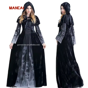 <span class=keywords><strong>Femme</strong></span> <span class=keywords><strong>Halloween</strong></span> <span class=keywords><strong>Femme</strong></span> Mort Sorcière Robe Adulte Mascarade Noir Cape Horreur <span class=keywords><strong>Squelette</strong></span> Vampire Cosplay Cape pour Bar Ds Costume - Product Image 1
