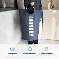 Panier à linge pliable et imperméable en tissu, type autoportant - Rangement de salle de bain écologique et durable
