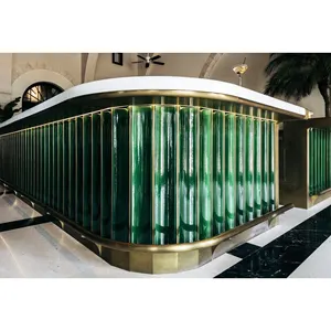 800mm 600mm Fluted Dark Green Bar Tile Handmade Porcelain Tile Concave Reception Counter Top Decoration Pub Tile Artistic Mosaic