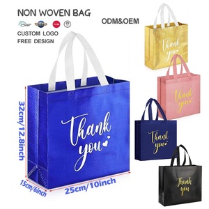 Sacs de courses non tissés réutilisables en BOPP laminé personnalisés à prix d'usine avec message de remerciement - Product Image 1
