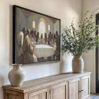 Impression sur toile encadrée personnalisée de la Cène, art mural moderne, peinture à l'huile, décoration chrétienne pour la maison, Christ et 12 apôtres