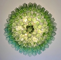 Suspension Vintage Italienne ModernGrand Lustre Vert en Verre de Murano