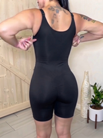 Body sculptant sans couture mi-cuisse en maille, effet push-up fessier, avec contrôle ferme du ventre, tout-en-un
