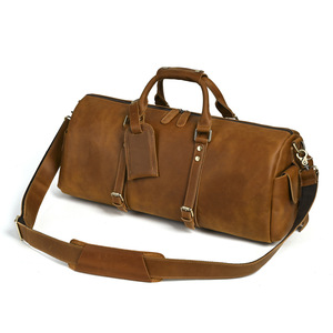 Bolso de Viaje Retro de Cuero Crazy Horse para Hombre, Gran Capacidad, Correa Ajustable, Bolso Cruzado, Viaje de Negocios, Color Sólido - Product Image 5