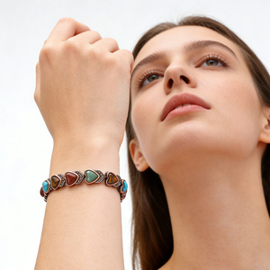 צמיד אופנתי מגנטי משובץ טורקיז טבעי בעיצוב פרפר, מתכוונן, יוניסקס, טרנדי - Product Image 5