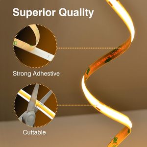 Bande <span class=keywords><strong>LED</strong></span> COB BERIXDEEP 480 <span class=keywords><strong>LED</strong></span>/m 24V 8mm <span class=keywords><strong>de</strong></span> large 5m CRI 92+ Sans points IP20 Dimmable Blanc Chaud pour Armoire Miroir Étagère <span class=keywords><strong>Plan</strong></span> <span class=keywords><strong>de</strong></span> <span class=keywords><strong>Travail</strong></span> Meuble - Product Image 2