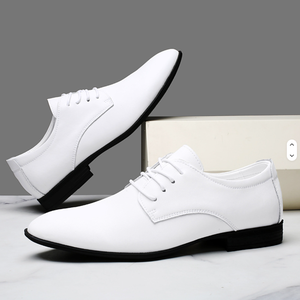 Chaussures habillées pointues à lacets pour hommes, style britannique, couleur unie, pour affaires, mode jeune, mariage, vente en gros e-commerce transfrontalier - Product Image 3