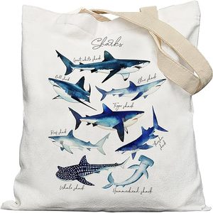 กระเป๋าผ้าแคนวาสลายวาฬแบบปรับแต่งได้สำหรับผู้หญิง กระเป๋าลายสัตว์ทะเล ของขวัญสำหรับฤดูร้อนและชายหาด - Product Image 1