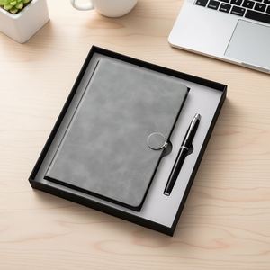 Wholesale Promotional Luxury Gifts Items Notebook Gift Set Business Office Black Faux Leather Magnetic <b>Diary</b> A5 Journal With Box - Product Image 1