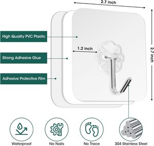 ตะขอแขวนผนังโปร่งใสตะขอติดผนังที่แข็งแรงไร้รอยต่อ - Product Image 2