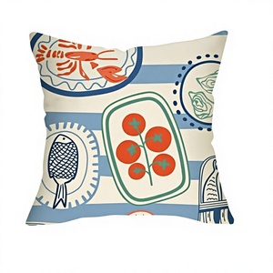Lot de 4 Housses de Coussin Carrées en Lin avec Fermeture Éclair, Design Abstrait Moderne, Rayures Océaniques, Grille, Anti-Acariens, pour Maison et Hôtel - Product Image 2