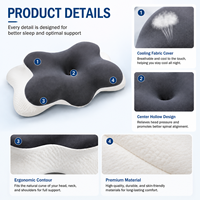 Oreiller de voyage OEM personnalisé en forme de papillon, en mousse à mémoire de forme, avec housse en polyester matelassée, amovible et lavable, pour un soutien ergonomique du cou et le soulagement des douleurs cervicales