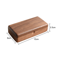 Boîte de rangement pour tampons en bois de noyer en gros, boîte à sceaux en bois faite à la main avec couvercle à charnières