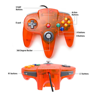 Manette de jeu filaire colorée N64 avec moteur de vibration pour console USB 64 (emballage de vente au détail)