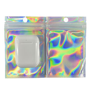 Pochette refermable en plastique holographique en aluminium imprimé personnalisé, résistant aux odeurs, 3,5 Mylar, sac à fermeture éclair holographique avec fenêtre - Product Image 6