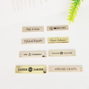 Custom Metal logo Engraving <b>Sewing</b> Brand Name Clothing Label Plate Metal Label Tag - Product Image 1