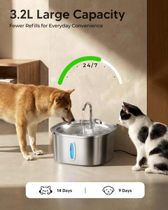 Fontaine à eau automatique pour chat en acier inoxydable ultra-silencieuse de 2,2 L, distributeur d'eau automatique pour animaux de compagnie - Product Image 2