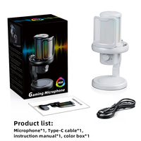 Micrófono de Condensador USB para Juegos Aurora Sound V1 PRO con Iluminación RGB y Cancelación Inteligente de Ruido para Streaming y Grabación