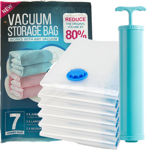 20 confezioni di <span class=keywords><strong>sacchetti</strong></span> per la conservazione sottovuoto riutilizzabili per il confezionamento di indumenti <span class=keywords><strong>sacchetti</strong></span> di compressione da viaggio con pompa elettrica - Product Image 1