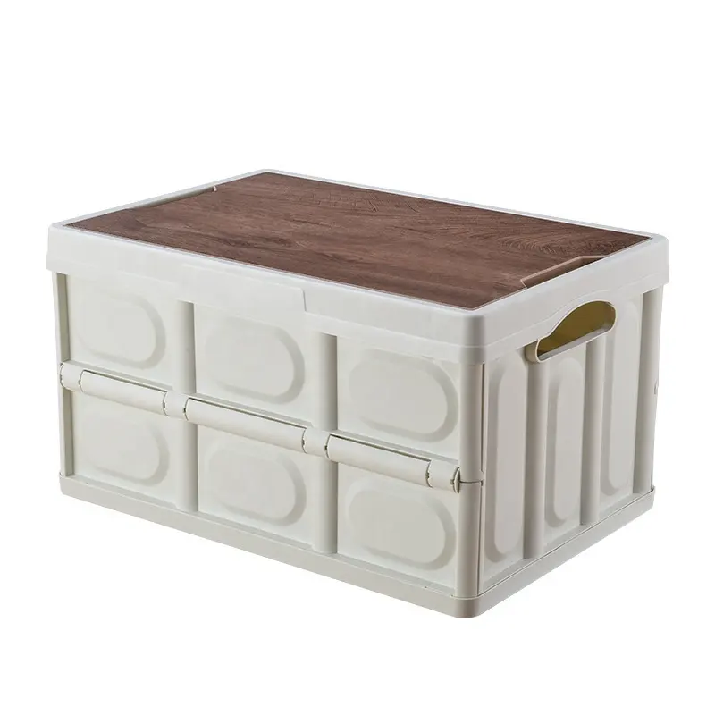 Vendite calde nuova scatola portaoggetti pieghevole per la casa con coperchio in legno ripiano portaoggetti per bagagliaio per auto con rivestimento in legno