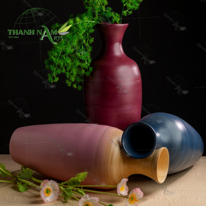 Juego de jarrones de bambú pintados artísticos de alta calidad para decoración del hogar jarrones hechos a mano Decoración de mesa hechos en Vietnam - Product Image 6