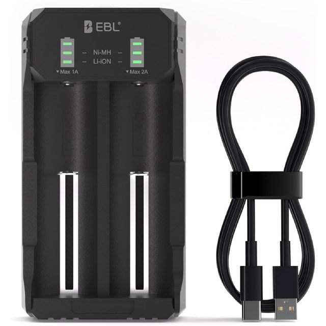 EBL Smart Battery Charger Rechargeable 3.7V/3.6V Li-ion IMR Batteries Compatible 26650 16340(RCR123) for Trucks AU DC