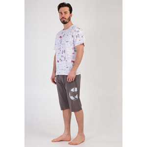 Conjunto de Camiseta de Manga Corta y Pantalones Capri para Hombre, con Bolsillos, Cuello Redondo, Transpirable, Estampado Veraniego - Product Image 4