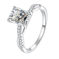 Bague de fiançailles en argent sterling S925 avec moissanite taille radiant, certificat GRA, couleur D, VVS1, pavé torsadé, pour femme