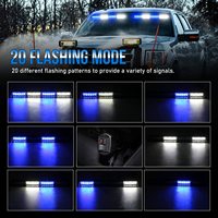 Luces Estroboscópicas Blancas y Azules para Parabrisas, 18W, 24 LED, 20 Modos, Luces de Advertencia de Seguridad Intermitentes, Barra de Luces Delantera/Trasera