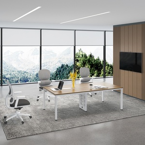 Modern Office Furniture Conference Room <b>Desk</b> <b>Set</b> with Extendable Meeting Table Chairs Panel Wood Style for Meetings Reunions - Product Image 1