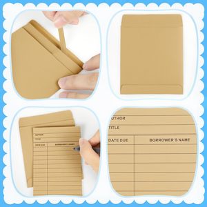 Enveloppes d'expédition en papier cartonné brun pour cartes postales, enveloppes de poche pour cartes de bibliothèque, pour l'école, le bureau, la bibliothèque publique, les livres - Product Image 2
