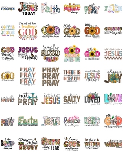 ที่มีสีสันทางศาสนาพระคัมภีร์บทกวีเหล็กบน DTF การถ่ายโอนความเชื่อพระเยซูพระเจ้าสติกเกอร์พร้อมที่จะกดถุงเสื้อยืด - Product Image 4