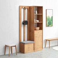 Porte-manteau en chêne couleur bûche en bois personnalisé en usine Armoires à chaussures Partition Armoire d'entrée Combo avec 3 portes 1 tiroir