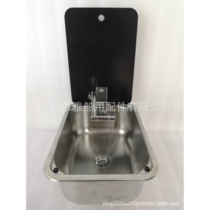 Évier en acier inoxydable GR-566B avec couvercle en verre trempé 380*280*136 mm pour camping-cars et yachts, usage maritime - Product Image 1