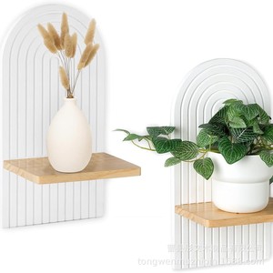 Wooden Wall <b>Shelf</b> Geometric Design Wall Mounted Storage Display <b>Rack</b> For Home Decor - Product Image 3