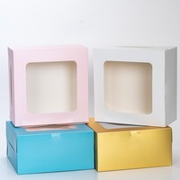 Vente en gros Fenêtre transparente 6 8 10 pouces Boîte à gâteau transfrontalière Emballage en papier pour dessert occidental Couche de mousse à usage alimentaire