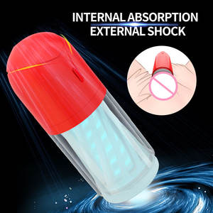 原装2合1智能伸缩深喉吮吸男性手淫器，配有高级TPE口袋阴部手淫性玩具 - Product Image 2