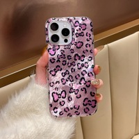 Coque de téléphone portable tendance à imprimé léopard pour iPhone 16 13 14 18 Pro Max, motif glacier, coque brillante avec dos laser