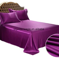 Ensemble de lit de quatre pièces de couleur unie luxe King Size 100% soie couette drap de lit ensembles de literie en soie en gros