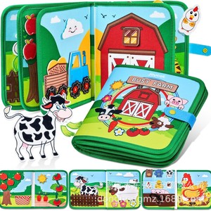 Libros de fieltro para aprendizaje temprano - Tableros de actividades para niños estilo libros, educativos, de tela, con temática de granja, de desgarrar y jugar, con encuadernación perfecta, hechos en China - Product Image 4