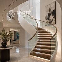 Escalier Courbé Sur Mesure de Luxe Moderne et Artistique, Fabrication Directe Usine