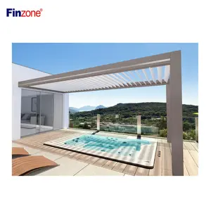 modern garden motorized outdoor gazebo with adjustable louver roof bioclimatic aluminum pergola for sunshade
