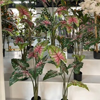 Plante artificielle réaliste de haute qualité, branche de taro verte, bonsaï en plastique en pot pour la décoration de la maison et des hôtels