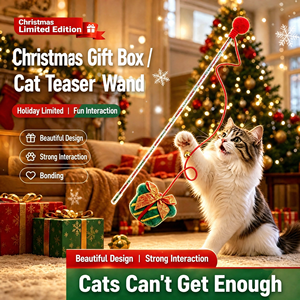PAIPET Baguette de <span class=keywords><strong>chat</strong></span> de Noël, jouet en peluche sur corde avec clochette dans un coffret cadeau, jouet interactif pour <span class=keywords><strong>chat</strong></span> d'intérieur, vente en gros - Product Image 1